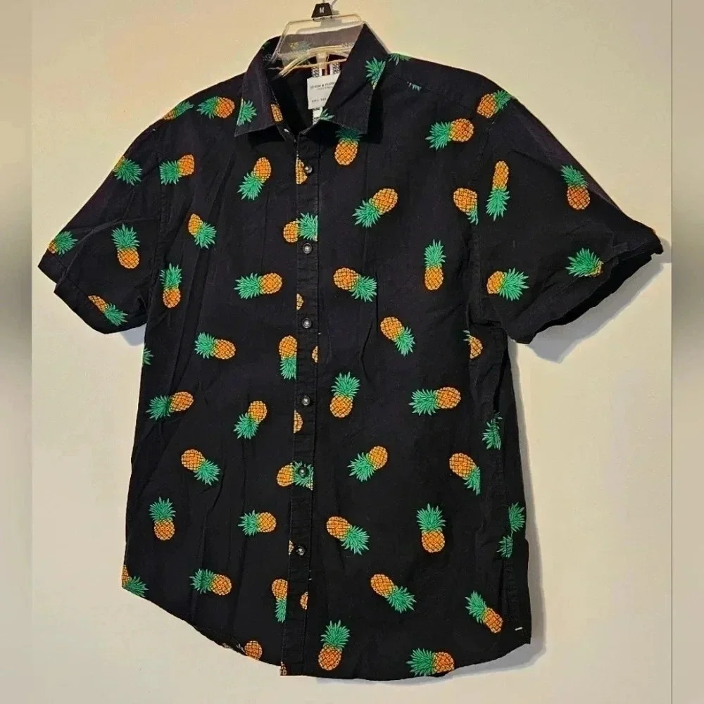 Denim & Flower S/S Buttondown Shirt Size Large EUC